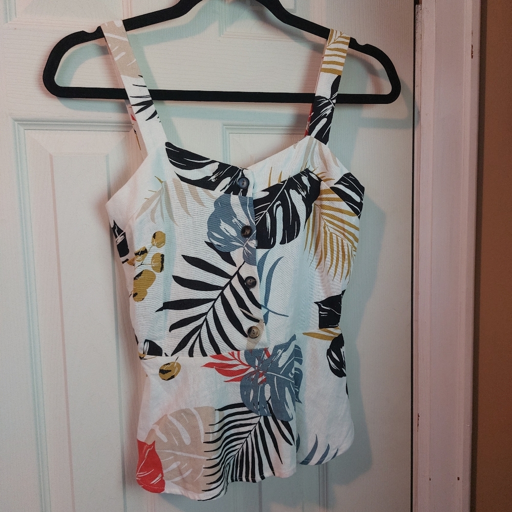 Linen blend summer vibes peplum tank